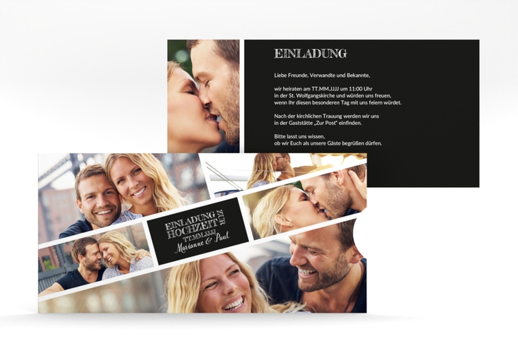 Hochzeitseinladung Rise Einsteckkarte schwarz