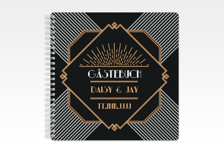 Gästebuch Hochzeit Gatsby Ringbindung schwarz im 20er-Jahre-Stil
