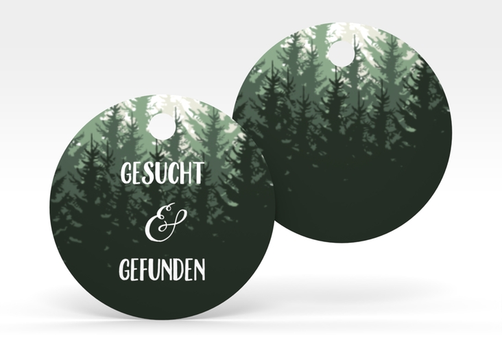 Geschenkanhänger Hochzeit Forest Geschenkanhänger, rund gruen