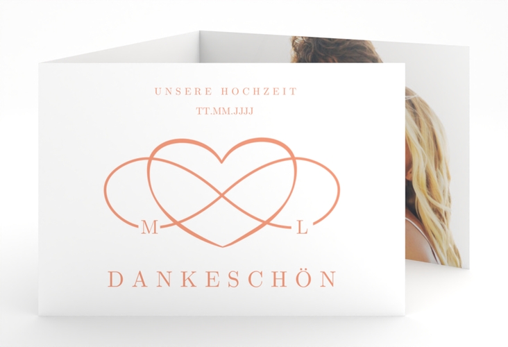 Danksagungskarte Hochzeit Infinity A6 Doppel-Klappkarte apricot