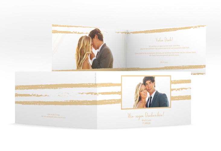 Danksagung Hochzeit Mare lange Klappkarte quer beige