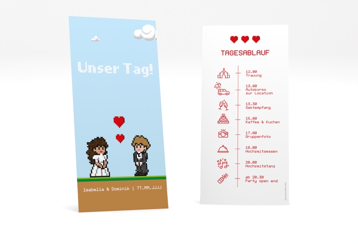 Tagesablauf Hochzeit Pixel lange Karte hoch