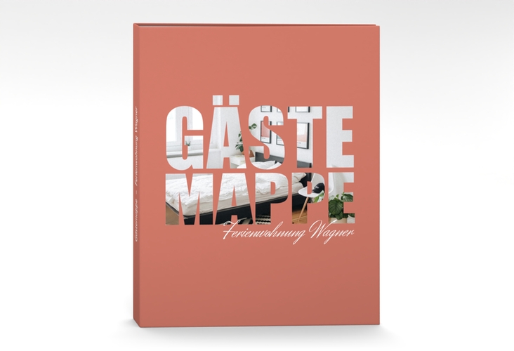Gästemappe Ferienwohnung A4 Apartment Gästemappe A4 rot in modernem Typografie-Design