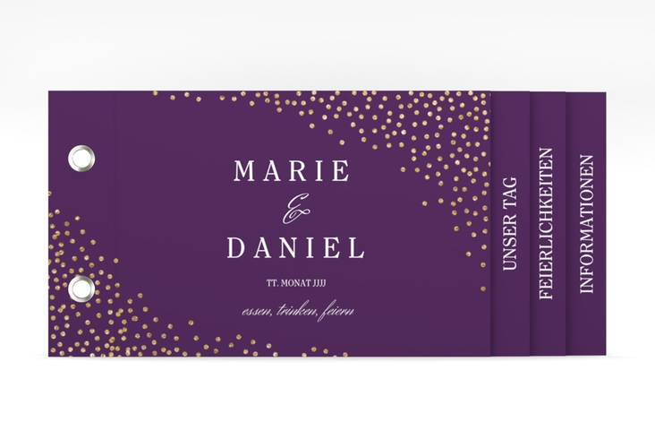 Hochzeitseinladung Glitter Booklet lila hochglanz