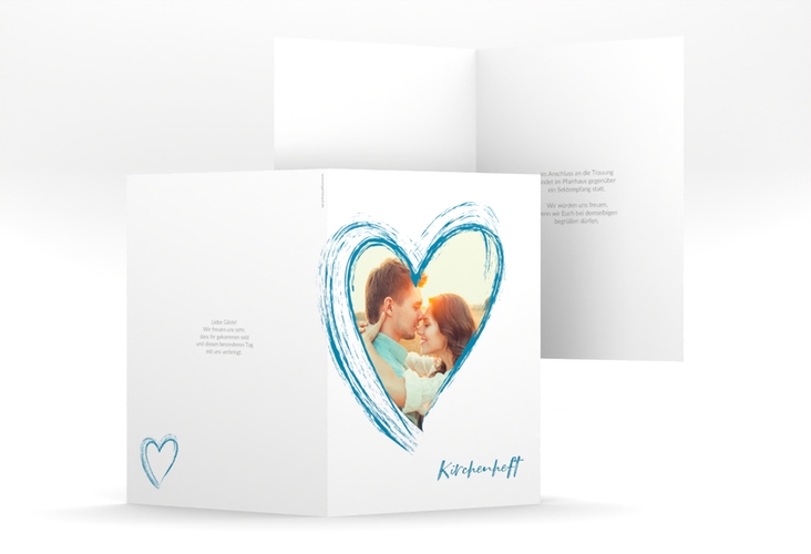 Kirchenheft Hochzeit Liebe A5 Klappkarte hoch tuerkis hochglanz
