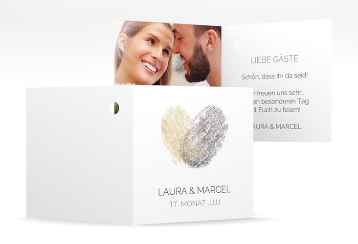 Geschenkanhänger Hochzeit Fingerprint Geschenkanhänger 10er Set beige schlicht mit Fingerabdruck-Motiv