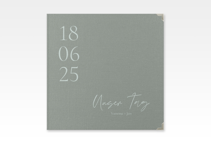 Gästebuch Selection Hochzeit Day Leinen-Hardcover gruen mit Datum im minimalistischen Design