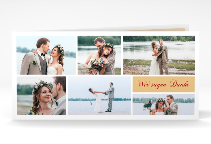 Danksagung Hochzeit Collage lange Klappkarte quer apricot
