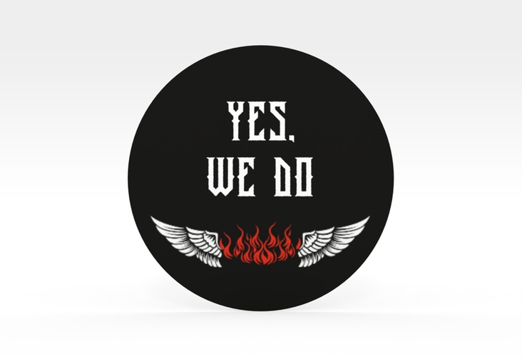 Aufkleber Hochzeit Biker Aufkleber, selbstklebend, rund mit Rocker-Paar auf Motorrad