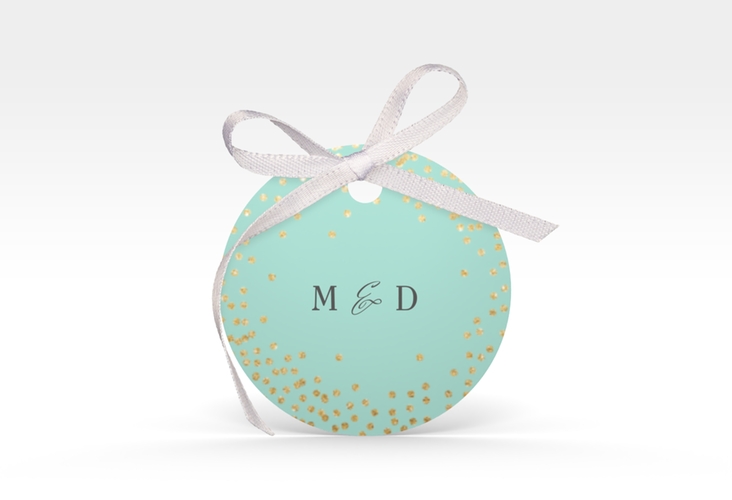 Geschenkanhänger Hochzeit Glitter Geschenkanhänger, rund mint hochglanz