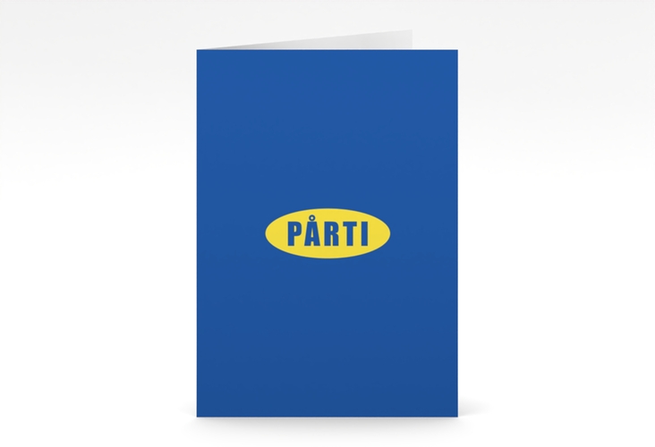 Einladung Geburtstag Partyanleitung A6 Klappkarte hoch blau