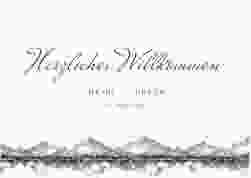 Willkommensschild Poster Bergliebe 70 x 50 cm Poster grau mit Gebirgspanorama für Berghochzeit