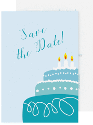 Save the Date-Postkarte Geburtstag Cake A6 Postkarte tuerkis mit Geburtstagstorte mit Kerzen