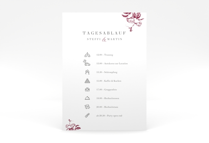 Tagesablauf Poster Hochzeit Magnificent 50 x 70 cm Poster rot