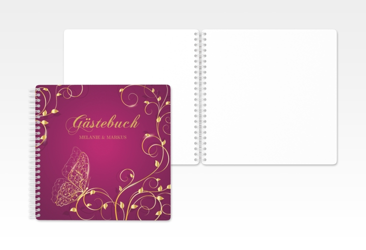 Gästebuch Hochzeit Eternity Ringbindung pink