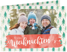Weihnachtskarte Winterwald A6 Klappkarte quer