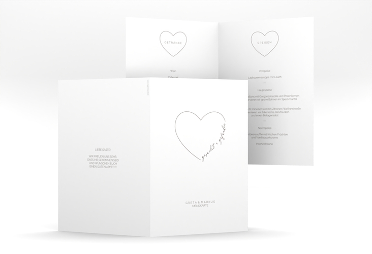 Menükarte Hochzeit Lebenstraum A5 Klappkarte hoch weiss