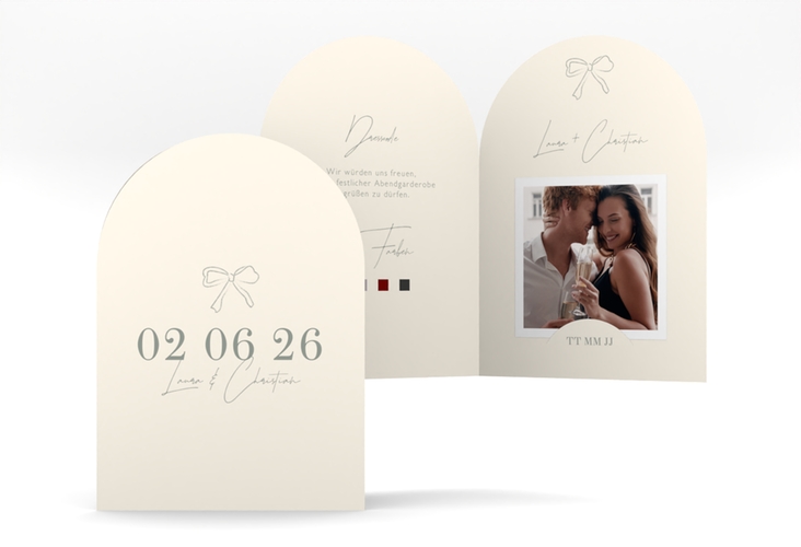 Einladungskarte Hochzeit Bow A6 Bogen-Klappkarte + Foto