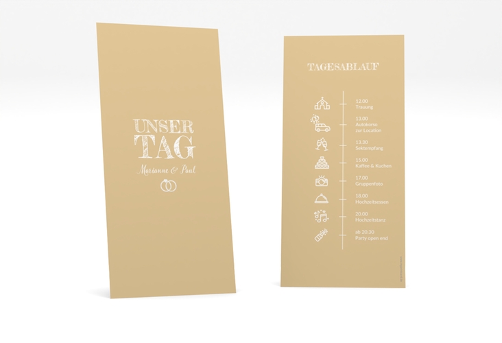 Tagesablauf Hochzeit Rise lange Karte hoch beige