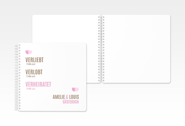 Gästebuch Hochzeit Couple Ringbindung rosa