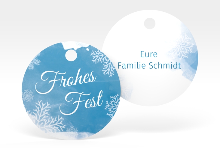 Geschenkanhänger Weihnachten "Eisblume" Geschenkanhänger, rund hochglanz