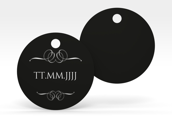Geschenkanhänger Hochzeit Elegancy Geschenkanhänger, rund schwarz hochglanz