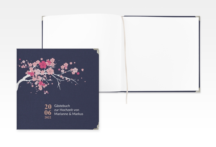 Gästebuch Selection Hochzeit Sakura Leinen-Hardcover blau
