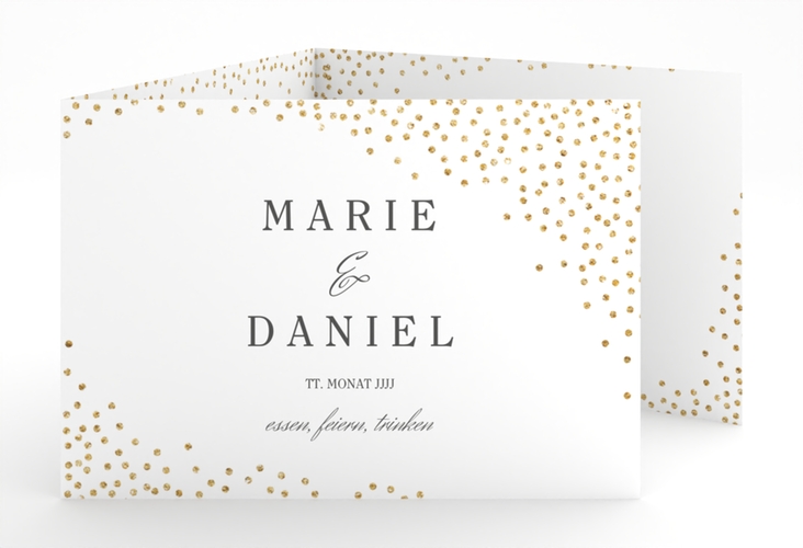 Hochzeitseinladung Glitter A6 Doppel-Klappkarte hochglanz