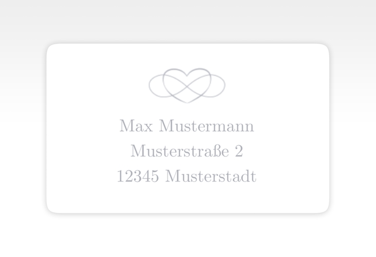 Empfängeretikett Hochzeit Infinity 63,5 x 38,1 mm grau
