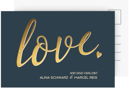 Klick: Details zu Verlobungskarte Hochzeit "Glam" anzeigen Verlobungskarte Hochzeit Glam A6 Postkarte blau