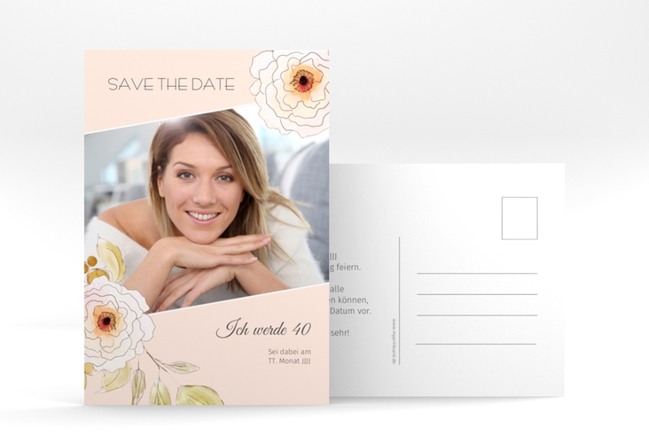 Save the Date-Postkarte Geburtstag Fleur A6 Postkarte