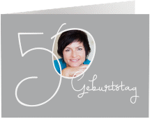 Einladung 50. Geburtstag Swing A6 Klappkarte quer grau