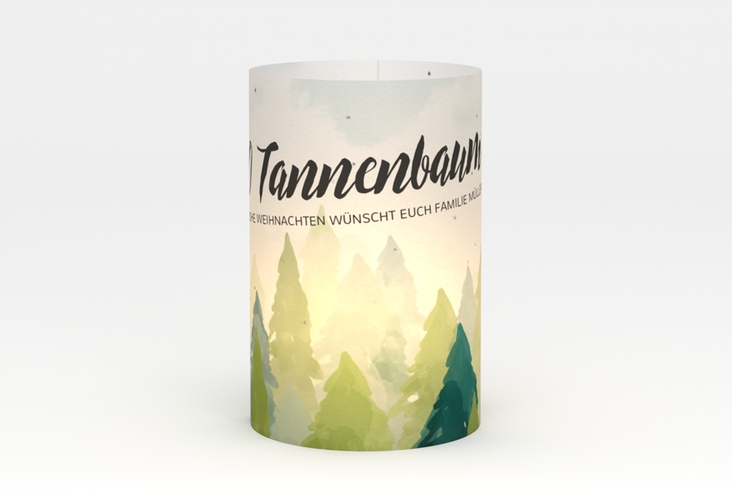 Windlicht Weihnachten "Tannenwald" Windlicht gruen mit Tannenbaum-Design in Grün