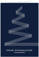 Klick: Details zu Geschäftliche Weihnachtskarte "Linienbaum" anzeigen Geschäftliche Weihnachtskarte Linienbaum A6 Klappkarte hoch blau mit Tanne und Stechpalme im Schiefertafel-Look