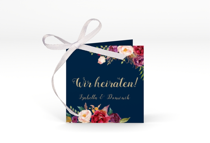 Geschenkanhänger Hochzeit Flowers Geschenkanhänger 10er Set blau mit bunten Aquarell-Blumen