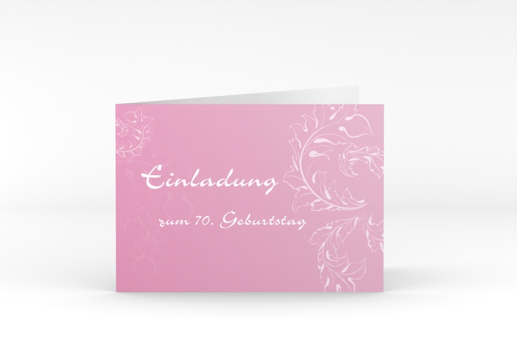 Einladung 70. Geburtstag Peter/Petra A6 Klappkarte quer rosa