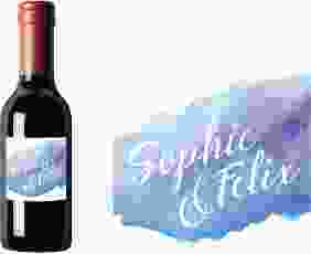 Piccoloetikett Hochzeit Aquarella Etikett Piccolo blau
