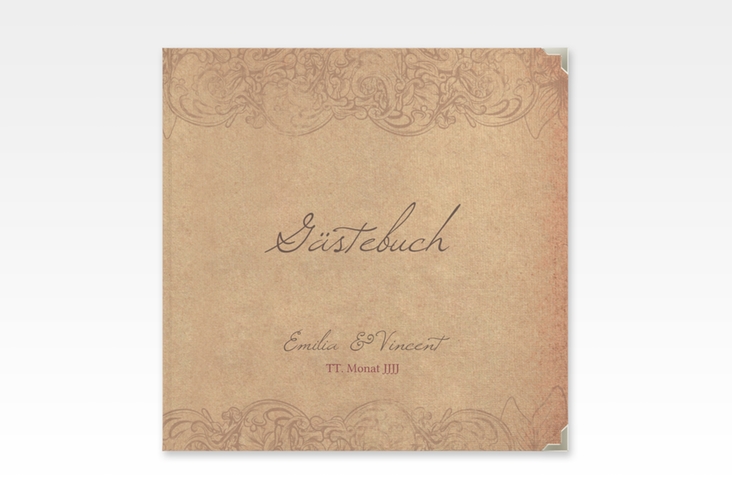Gästebuch Selection Hochzeit Fairytale Leinen-Hardcover braun mit Vintage-Bordüre