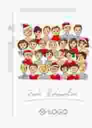 Geschäftliche Weihnachtskarte Team A6 Karte hoch rot und weiß mit Team-Illustration