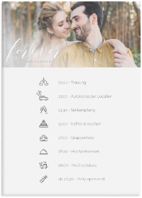 Klick: Details zu Tagesablauf Leinwand Hochzeit "Promise" anzeigen Tagesablauf Leinwand Hochzeit "Promise" 50 x 70 cm Leinwand weiss