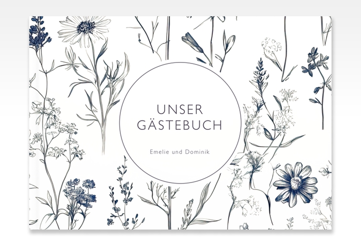 Gästebuch A4 quer Chinoiserie Floral A4 quer, Hardcover weiss
