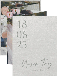Klick: Details zu Foto-Leporello Hochzeit "Day" anzeigen Foto-Leporello Hochzeit Day Leporello weiss mit Datum im minimalistischen Design