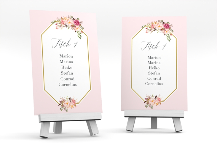 Tischaufsteller Hochzeit Prachtvoll Tischaufsteller rosa hochglanz