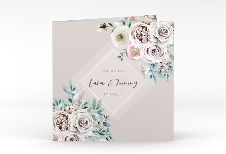 Hochzeitseinladung "Romance" quadratische Klappkarte