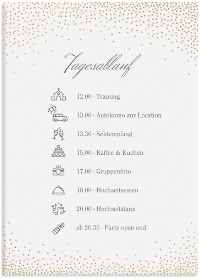 Klick: Details zu Tagesablauf Leinwand Hochzeit "Glitter" anzeigen Tagesablauf Leinwand Hochzeit "Glitter" 50 x 70 cm Leinwand weiss