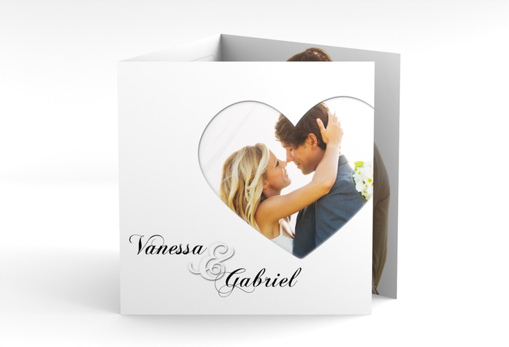 Dankeskarte Hochzeit Sweetheart quadr. Doppel-Klappkarte weiss hochglanz