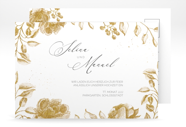 Save the Date-Postkarte Blattgold A6 Postkarte gold