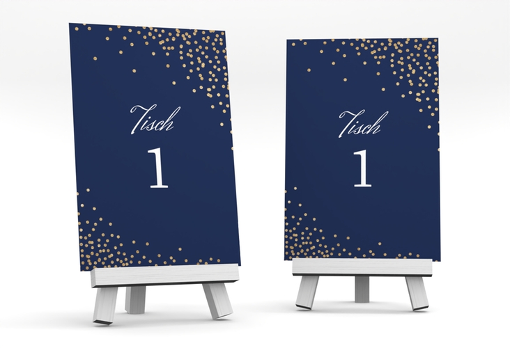 Tischnummer Hochzeit Glitter Tischaufsteller blau
