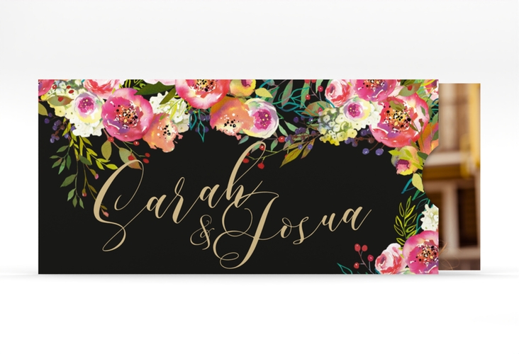Hochzeitseinladung Flowerbomb Einsteckkarte schwarz