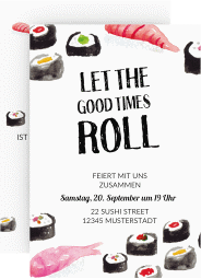 Einladungskarte Sushi A6 Karte hoch weiss